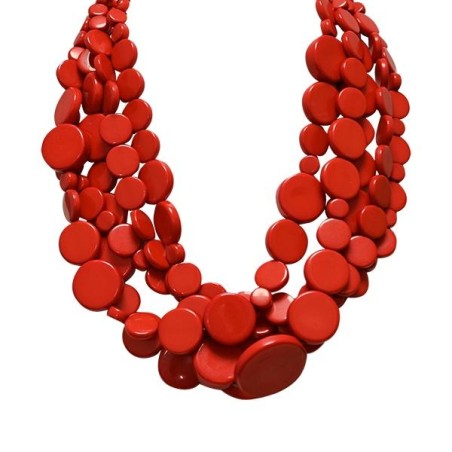 Collana Bijoux Multifilo Perline Piatte Rosse