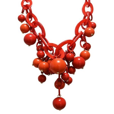 Collana Rossa Bijoux a Catena con Sfere