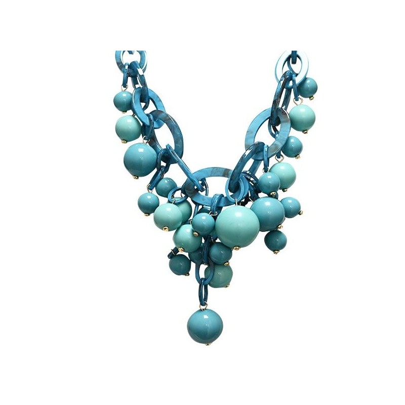 Collana Azzurra Bijoux a Catena con Sfere