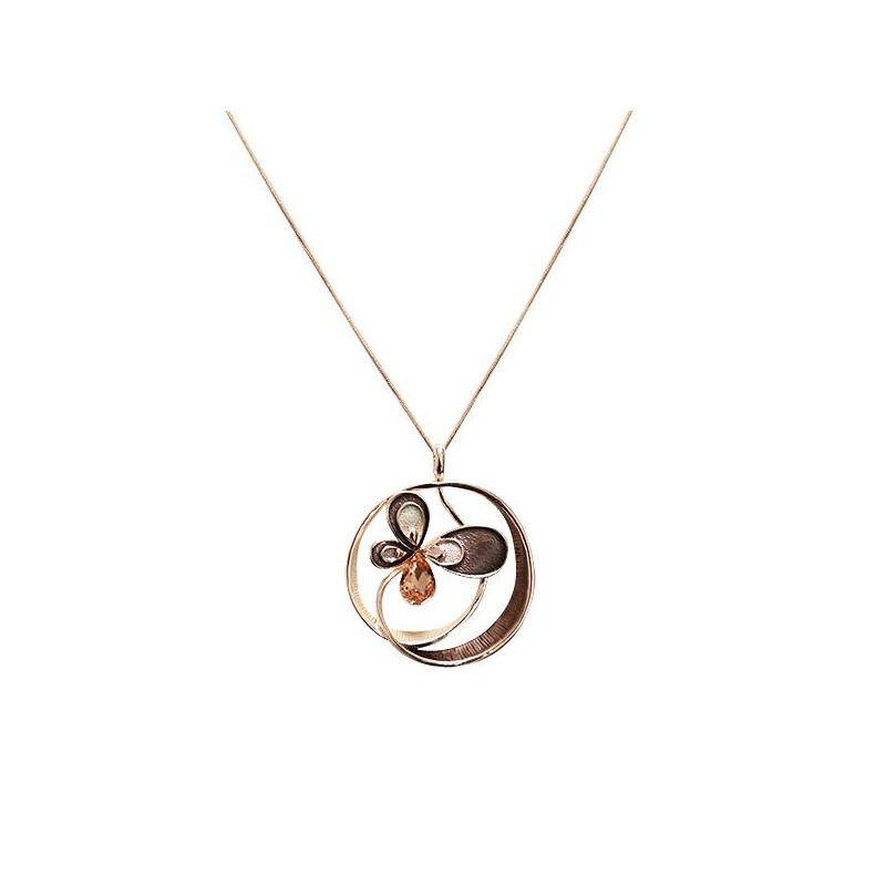 Collana Bijoux con Ciondolo di Petali Coffee Smaltato