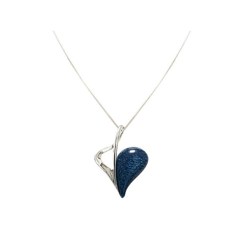 Collana Bijoux Ciondolo Metà Cuore Pietra Blu