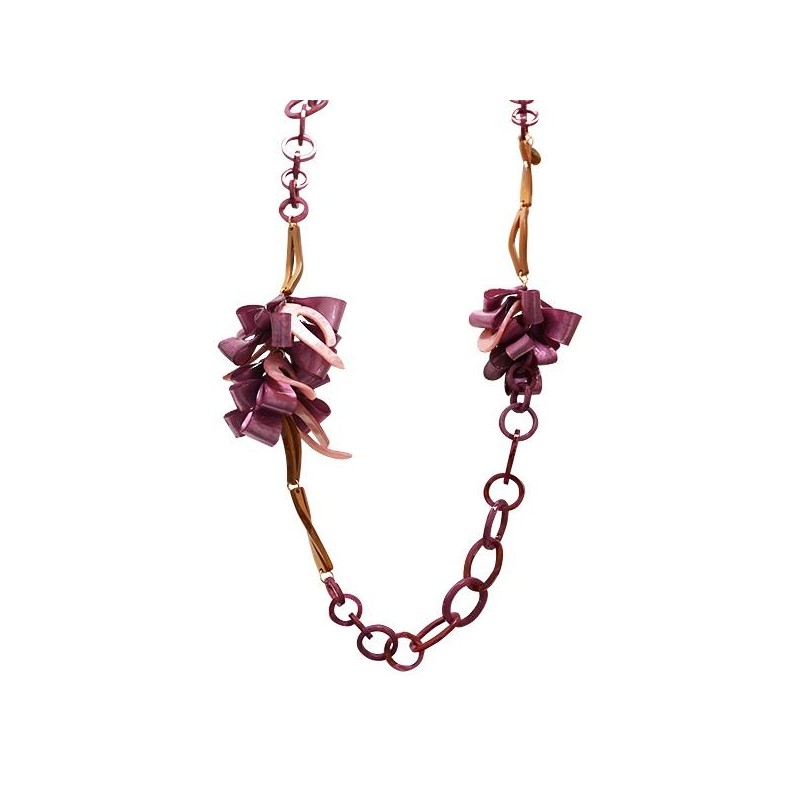 Collana Viola Bijoux Lunga 92cm Inanellata con Fiocchi