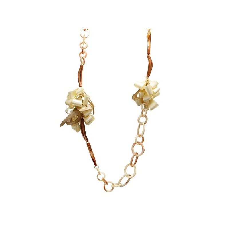 Collana Beige Bijoux Lunga 92cm Inanellata con Fiocchi