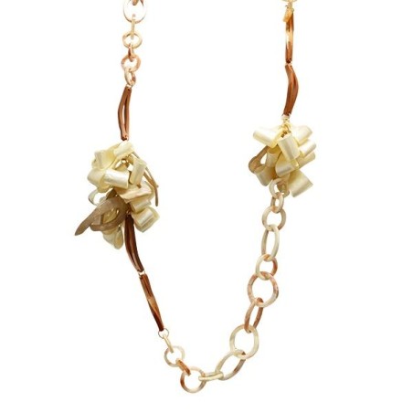 Collana Beige Bijoux Lunga 92cm Inanellata con Fiocchi