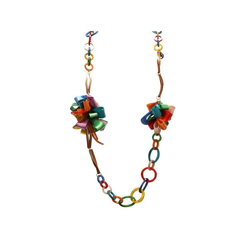 Collana Multicolore Bijoux Lunga 92cm Inanellata con Fiocchi