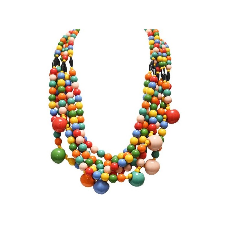 Collana Bijoux Multi-filo con Perline Multicolore