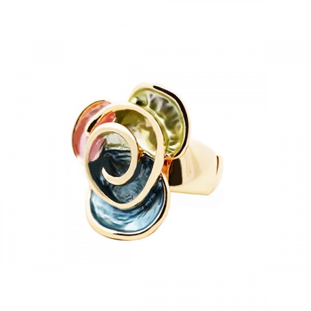 Anello Bijoux Elastico Fiore Multicolore Smaltato