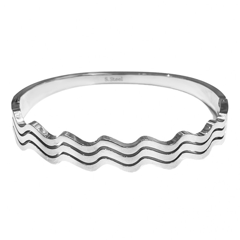 Bracciale Rigido Onda Acciaio Argentato