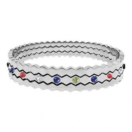 Bracciale Rigido Zirconia Colorata Acciaio Argentato