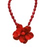 Collana Bijoux Perline con Fiore Rosso