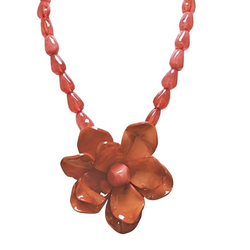 Collana Bijoux Rosarancio Perline con Fiore