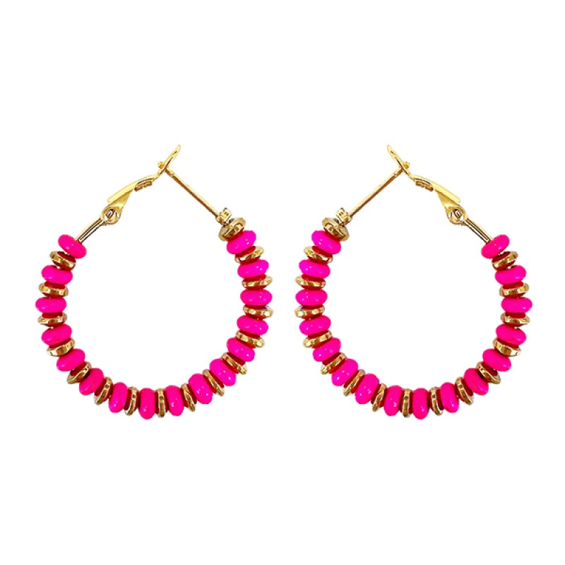 Cerchio CRISTALLINI Fucsia-gold Acciaio 316L