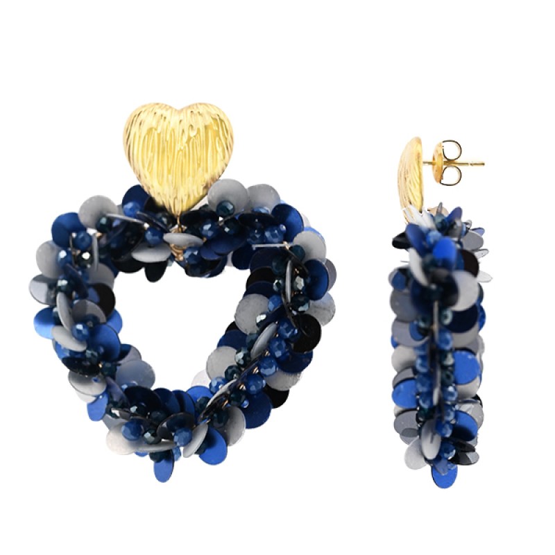 Cerchio Squam Heart Cristalli Blu Acciaio