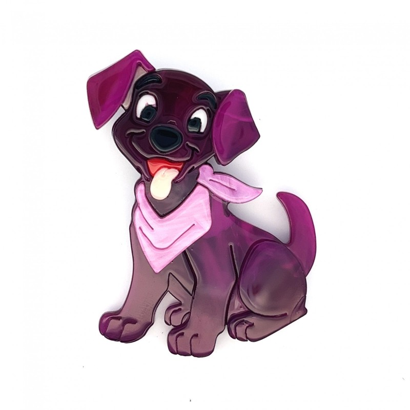 Spilla in Resina Cagnolino Fucsia