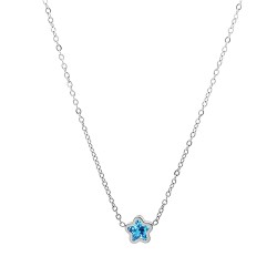 Girocollo Punto Luce Stella Zirconia Azzurra Acciaio 316L