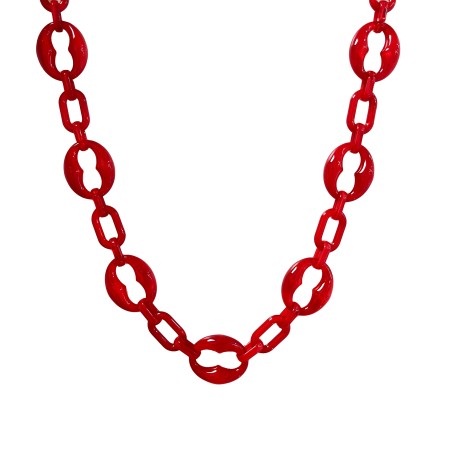 Collana Bijoux Lunga Rossa Maglia Marinara