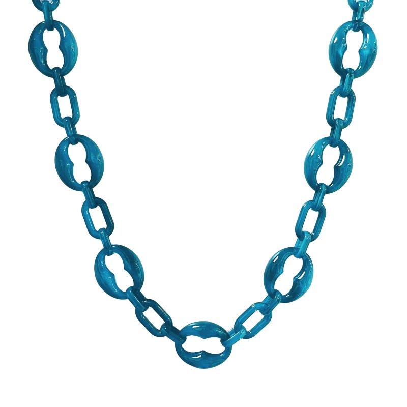 Collana Bijoux Lunga Azzurra Maglia Marinara