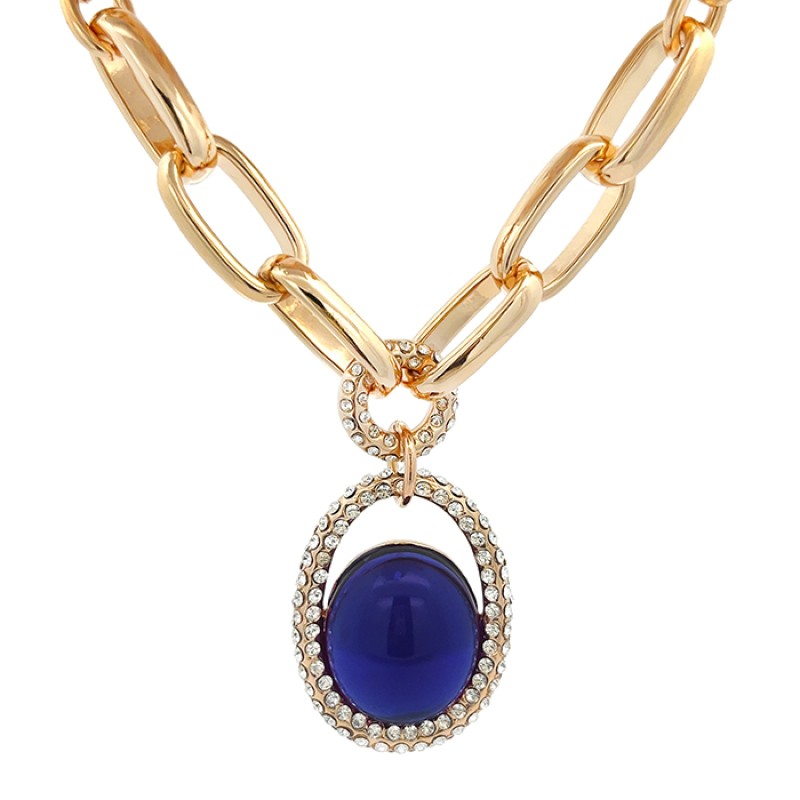 Collana Bijoux con Pietra Blu Amuleto