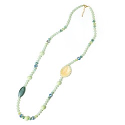 Collana Perline Lunga con Pietre e Cristalli