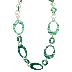 Collana Bijoux Lunga Catena Cerchi Verde