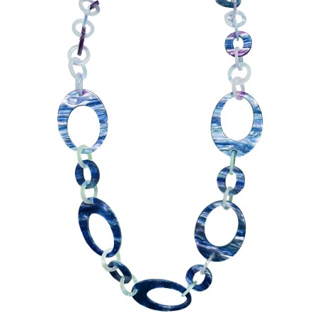 Collana Bijoux Lunga Catena Cerchi Bluceleste