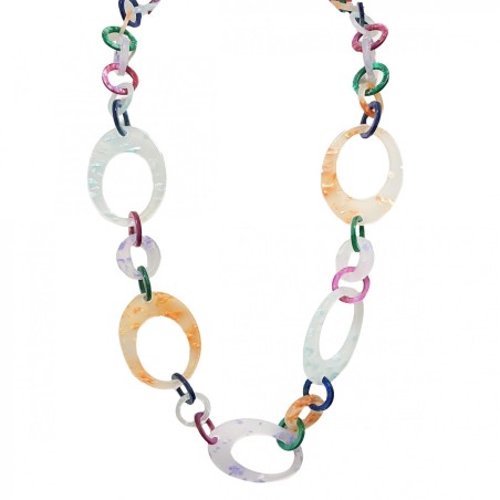 Collana Bijoux Lunga Catena Cerchi Multicolore