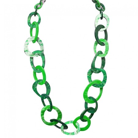 Collana Bijoux Lunga Catena Cerchi Verde