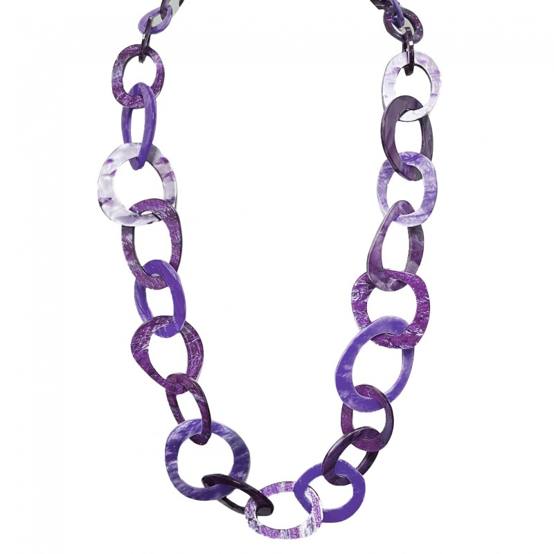 Collana Bijoux Lunga Catena Cerchi Viola