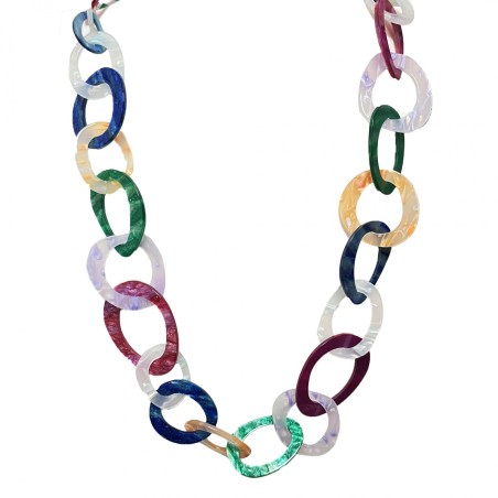 Collana Bijoux Lunga Catena Cerchi Multicolore