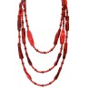 Collana Bijoux Lunga Multi-filo Perline Rosse