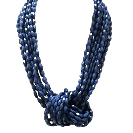 Collana Bijoux Perline Annodate Blu