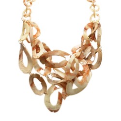 Collana Bijoux Beige con Anelli e Ciondoli Ovali