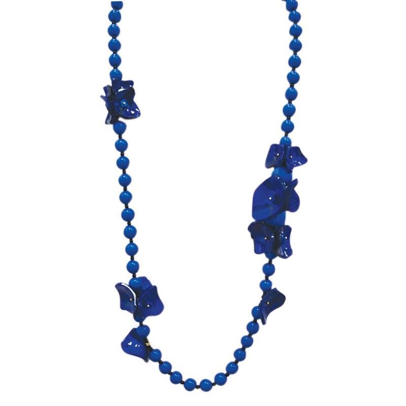 Collana Bijoux Lunga Fior di Perline Blu