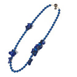 Collana Bijoux Lunga Fior di Perline Blu