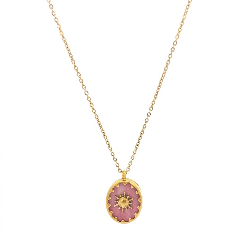 Girocollo Sole Pendente Fucsia Acciaio 316L