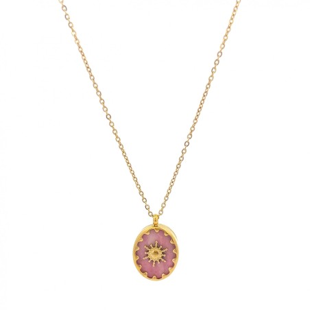 Girocollo Sole Pendente Fucsia Acciaio 316L