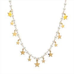 Girocollo Perle Stelline Acciaio 316L Dorato