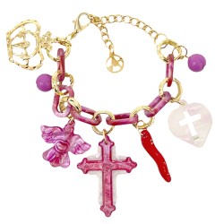 Bracciale Bijoux CRUX Catena Multi-Charms Fucsia