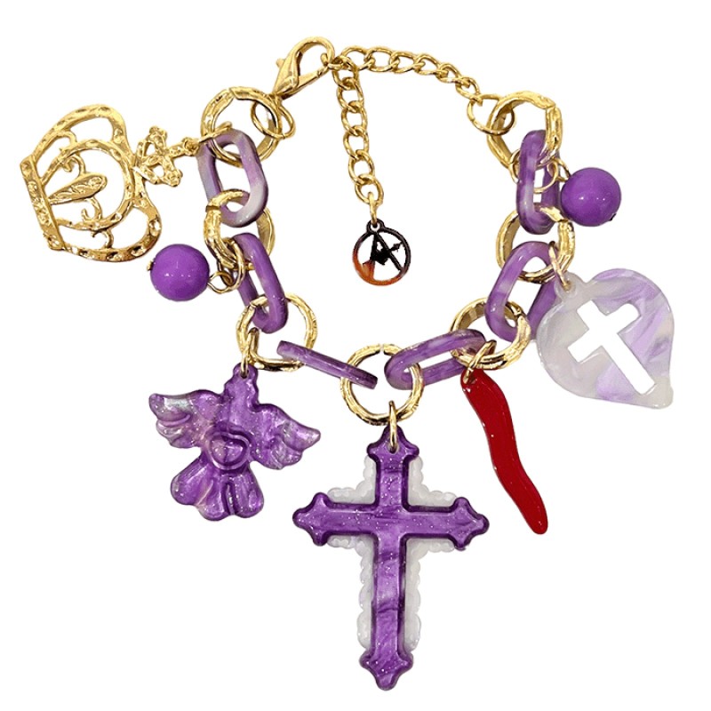 Bracciale Bijoux CRUX Catena Multi-Charms Viola