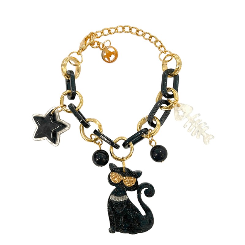 Bracciale Bijoux CATX Catena Multi-Charms Nero