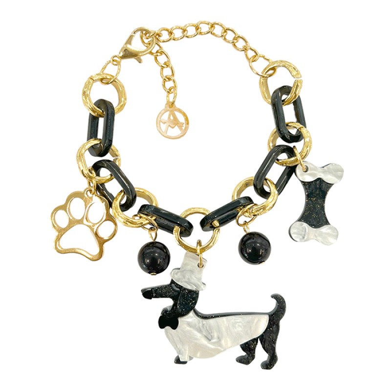 Bracciale Bijoux DOGX Catena Multi-Charms Bianconero