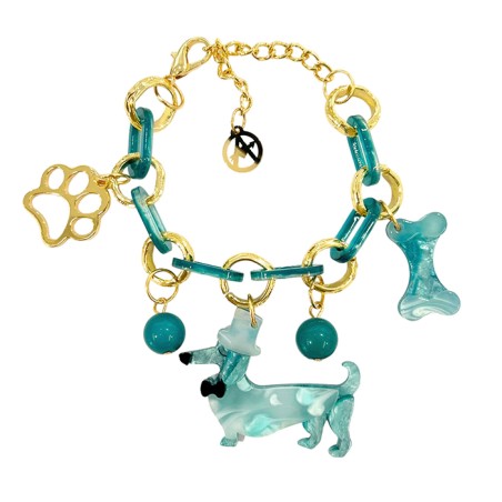 Bracciale Bijoux DOGX Catena Multi-Charms Blu Petrolio