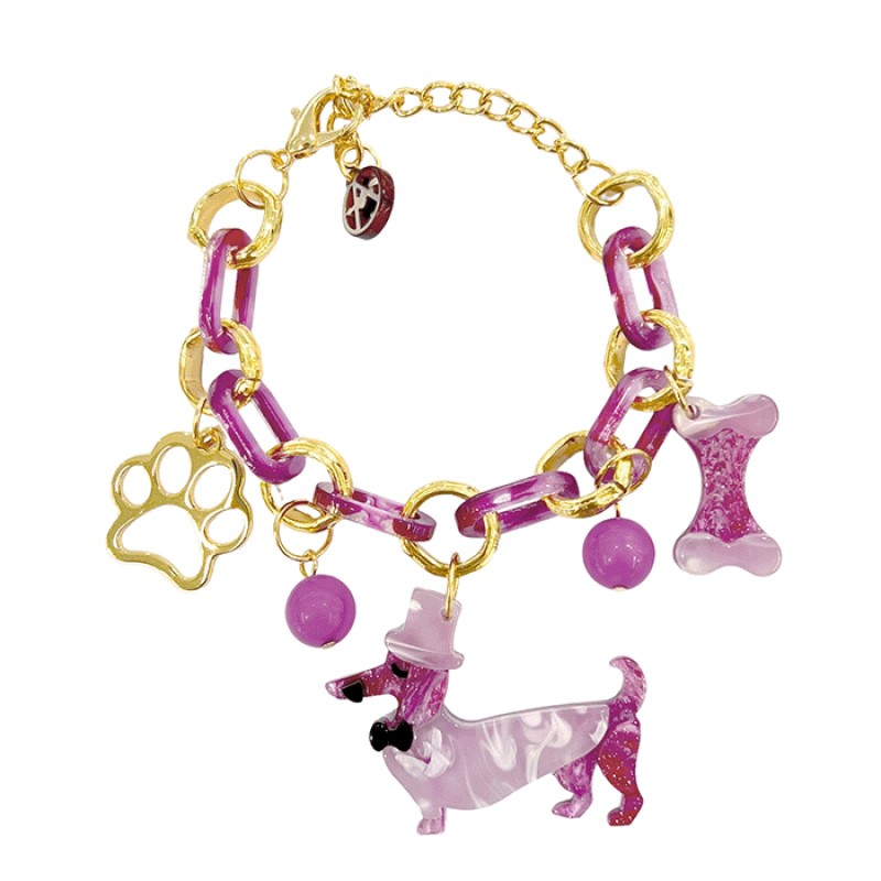 Bracciale Bijoux DOGX Catena Multi-Charms Fucsia