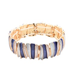 Bracciale Bijoux Elastico Blu a Righe Smaltate