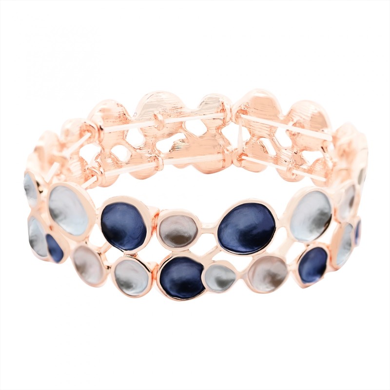 Bracciale Bijoux Elastico Blu Bollicine Smaltate