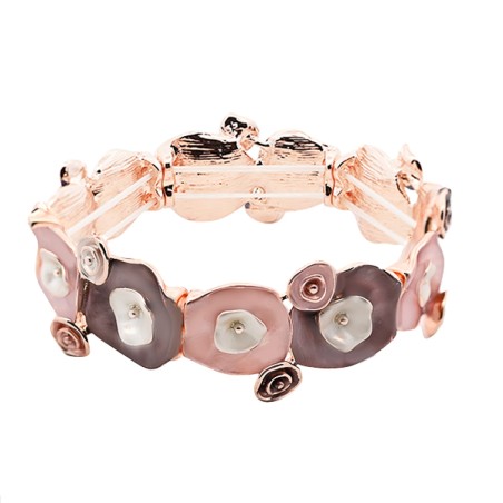 Bracciale Bijoux Elastico Fior di Loto Smaltato Marrone