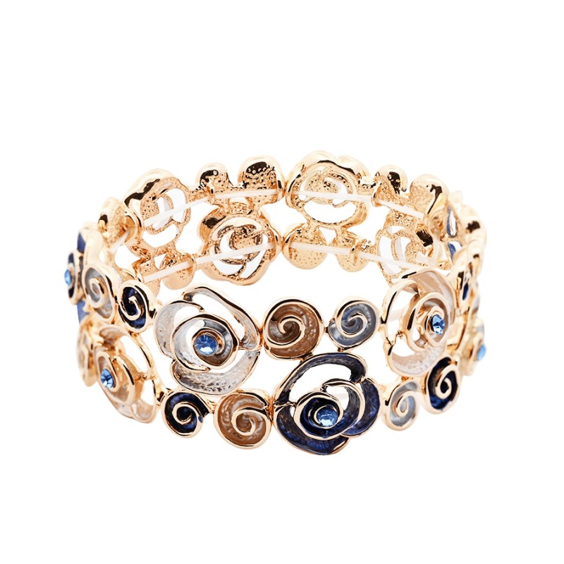 Bracciale Bijoux Elastico Spirale Smaltato Blu