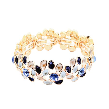 Bracciale Bijoux Elastico Gocce Strass Smaltato Blu