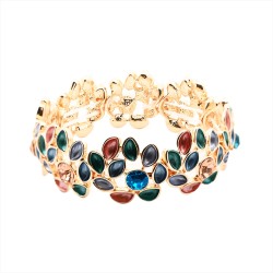 Bracciale Bijoux Elastico Gocce Strass Smaltato Porpora