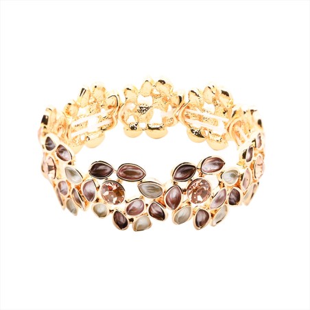 Bracciale Bijoux Elastico Gocce Strass Smaltato Marrone